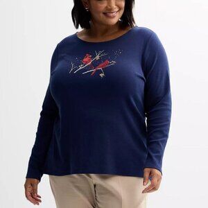 Croft & Barrow Holiday Cotton Tee 2X